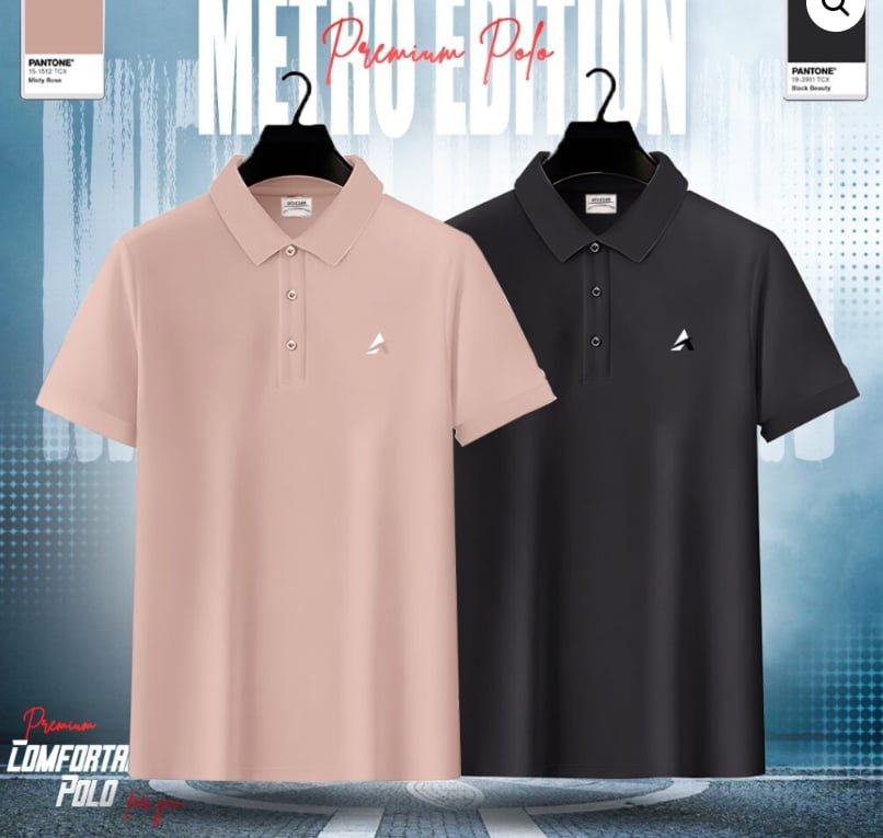 Men's Premium Polo Shirt Combo (Black & Misty Rose)