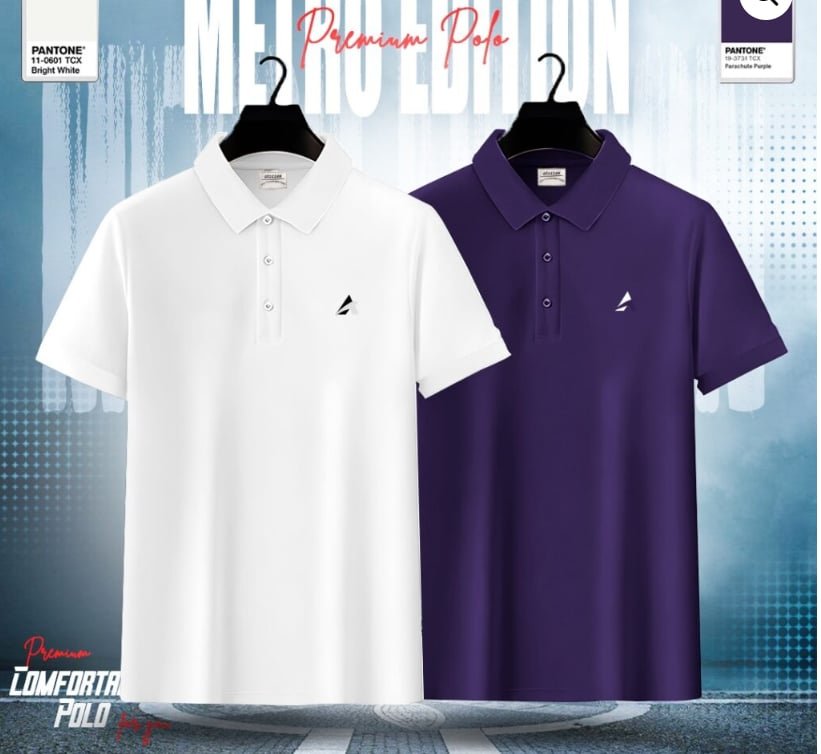 Men's Premium Polo Shirt Combo (White & Purple)