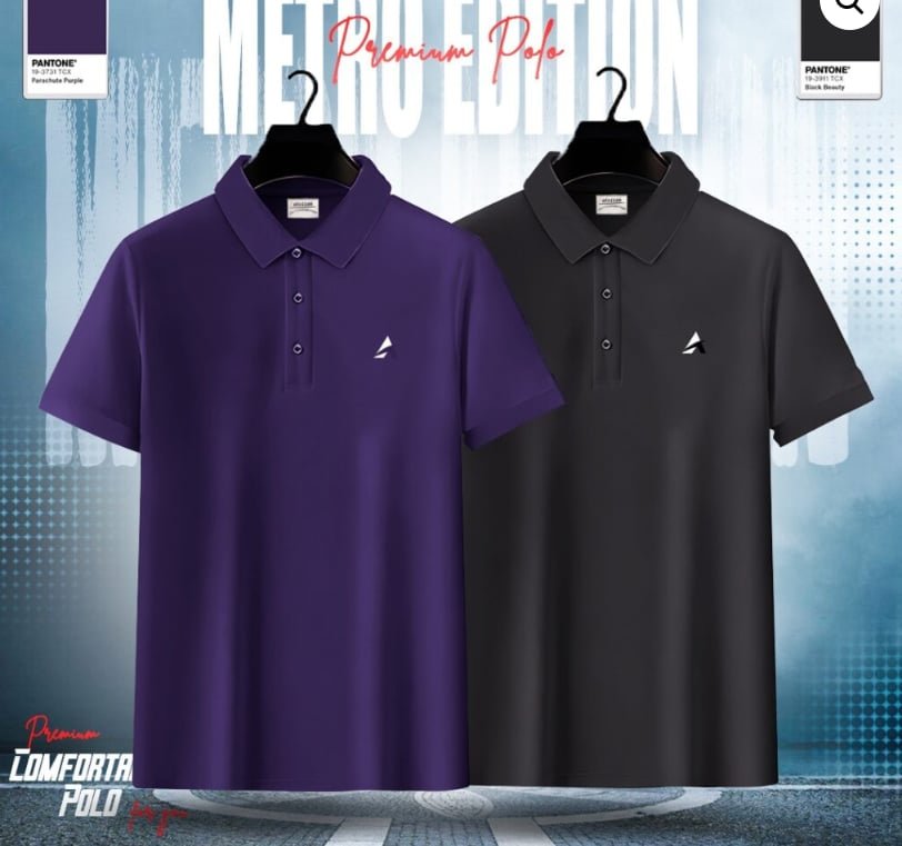 Men's Premium Polo Shirt Combo (Purple & Black)