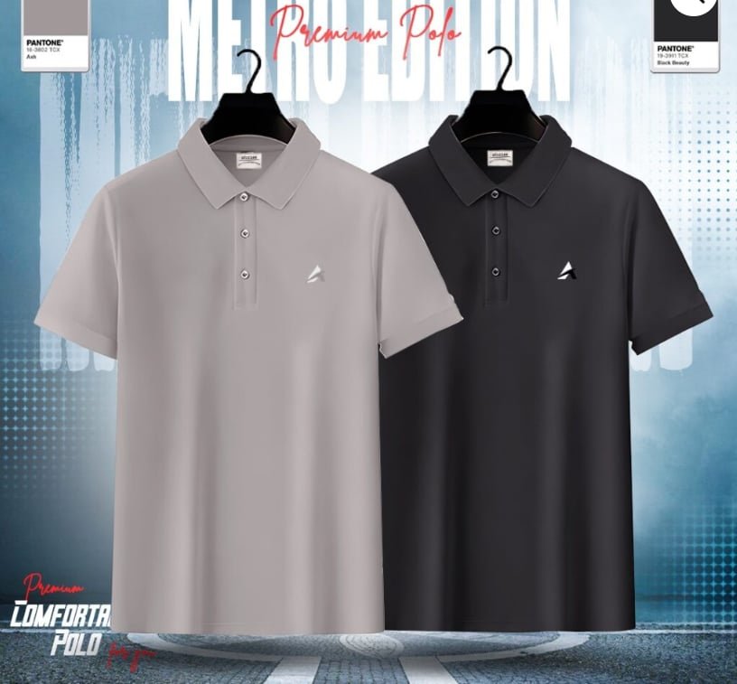 Men's Premium Polo Shirt Combo (Ash & Black)